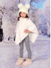 Kids Soft Faux Fur Poncho W/  Weave Pattern and Faux Fur Neckline (3-7 Years Old) 